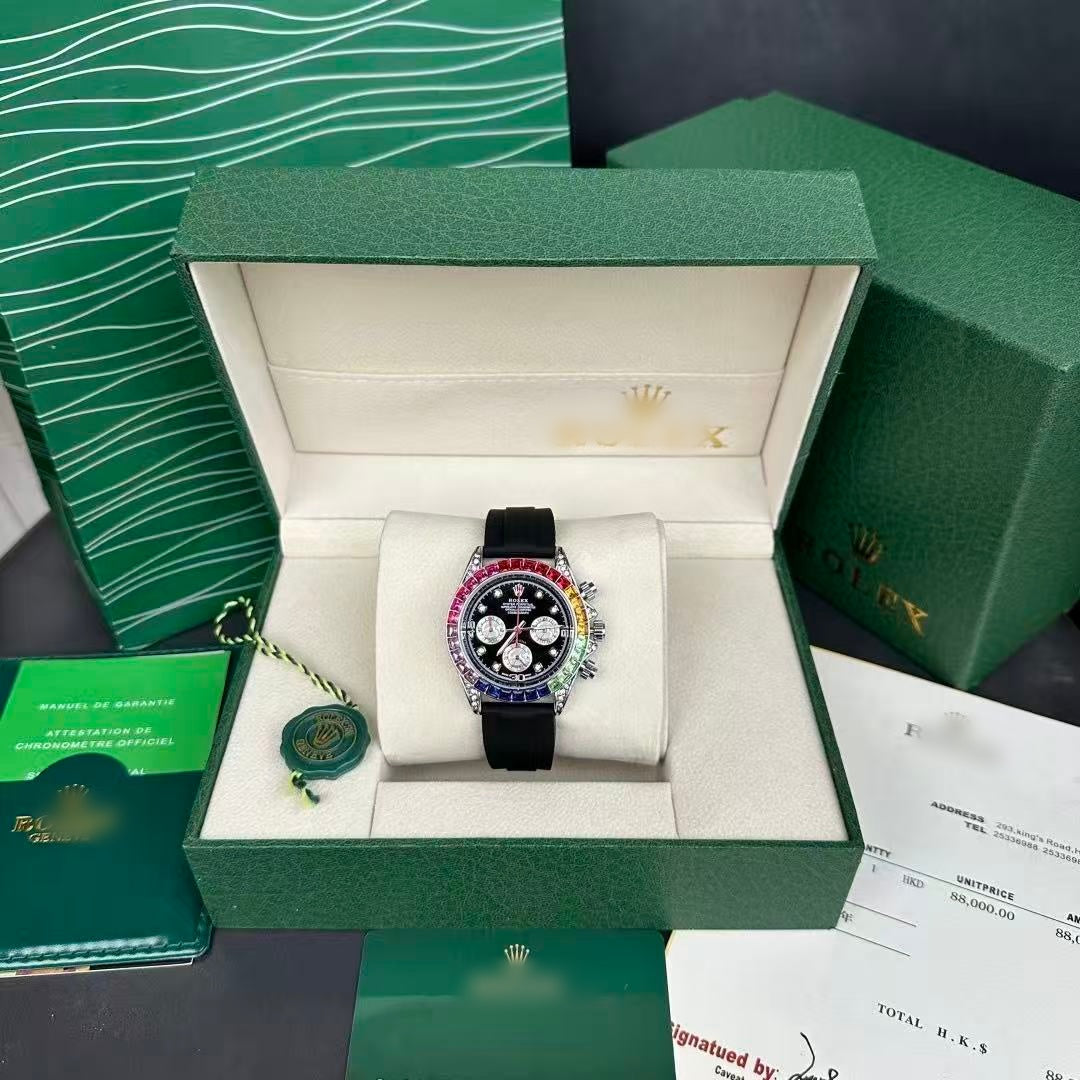 Business-style wristwatch, available with black or gold dial options.