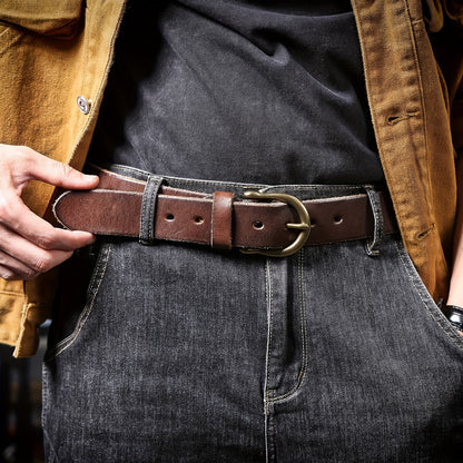 Men's Vintage Casual Wide Belt — Crafted from Top-Grain Cowhide with a Minimalist Design.
