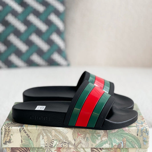 Luxury Letter-Print Slides — Unisex Non-Slip Rubber-Sole Indoor Home Slippers