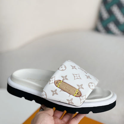 Casual Slides with White Lettering