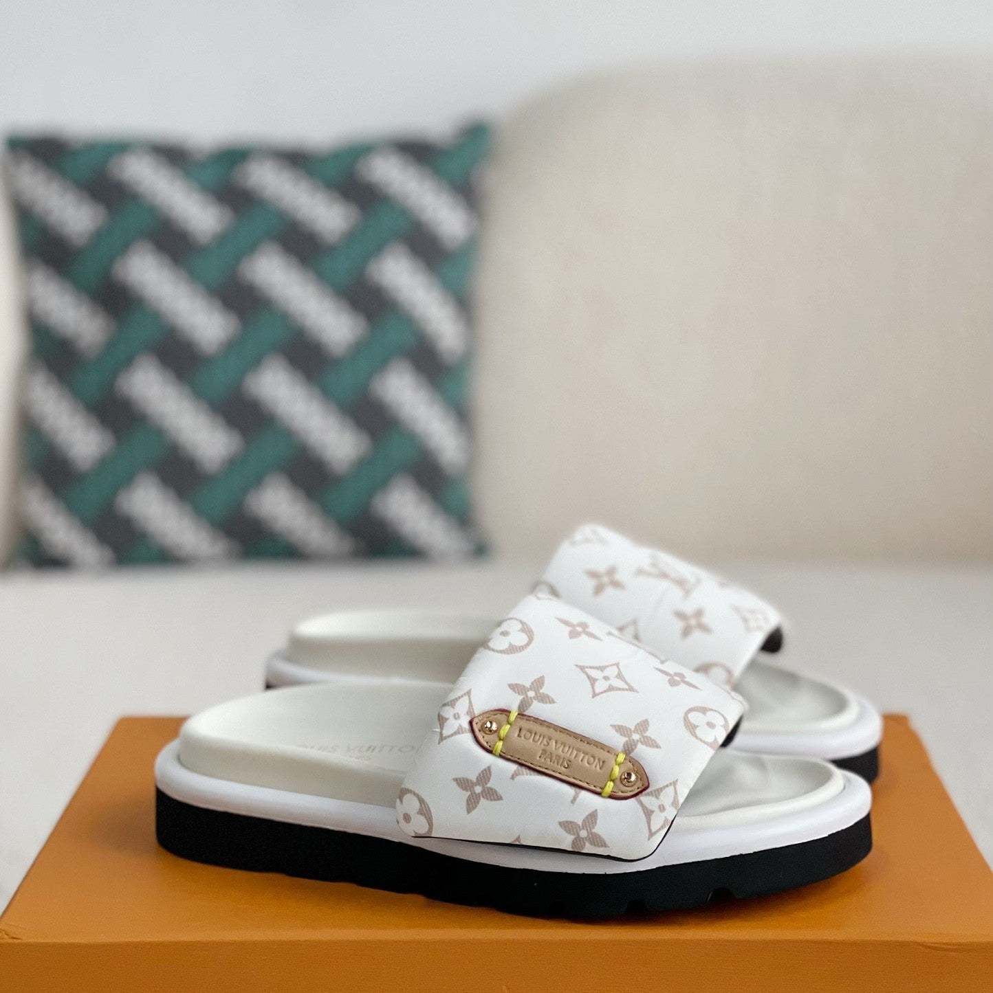 Casual Slides with White Lettering