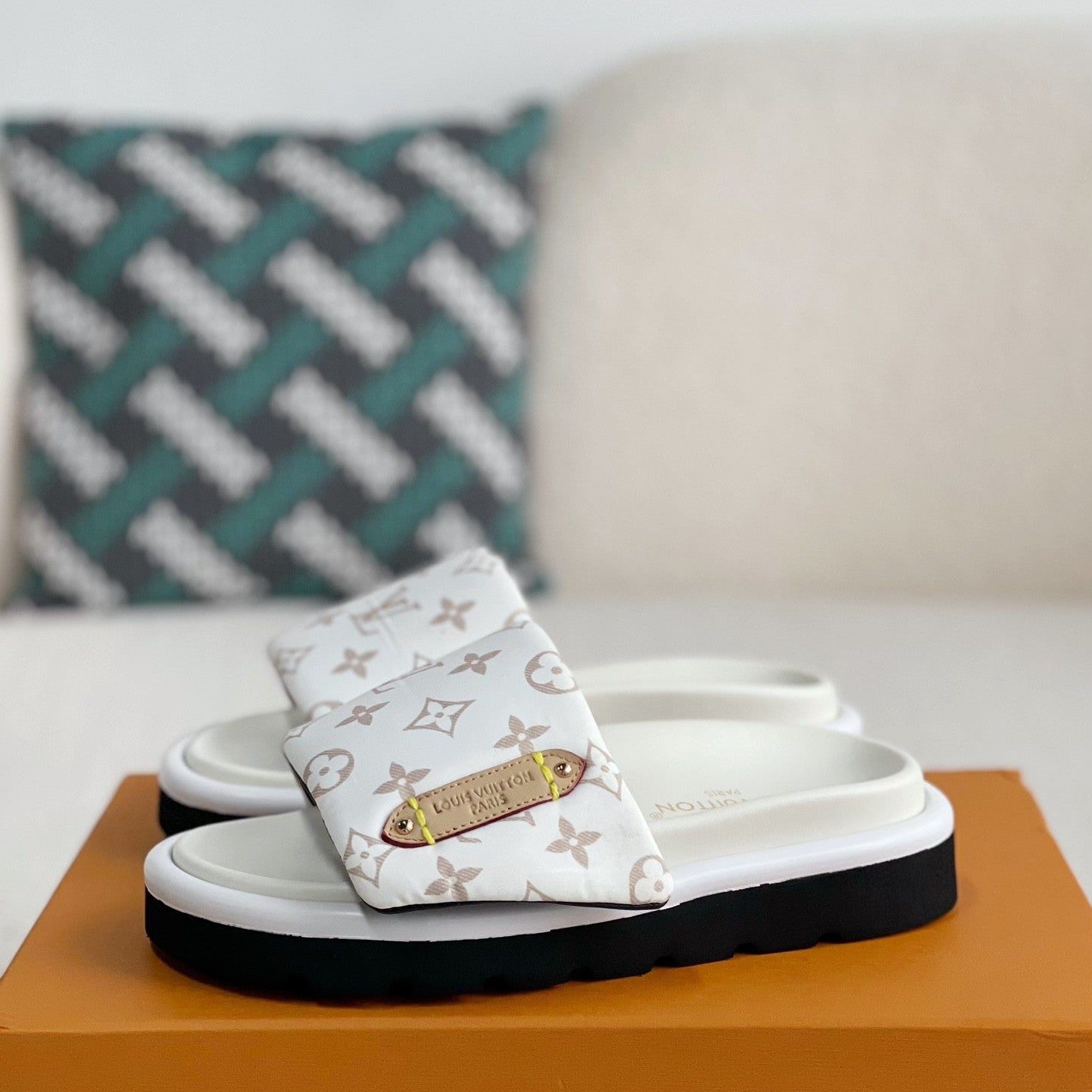 Casual Slides with White Lettering