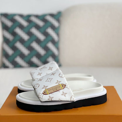 Casual Slides with White Lettering