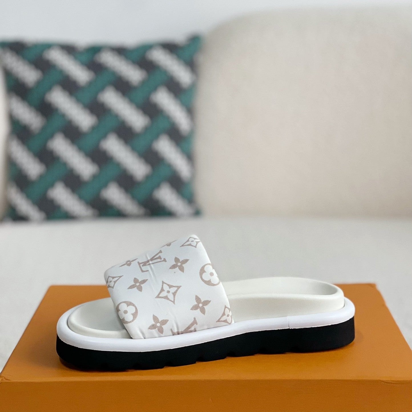 Casual Slides with White Lettering