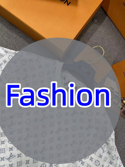 Luxury Brand Short-Sleeve T-Shirt with All-Over Print and Chain Collar Detail
