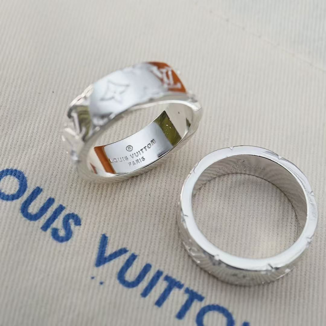 New Silver Ring with Brand Logo Print