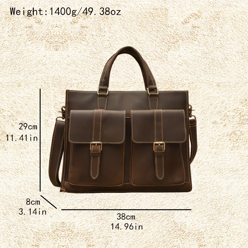 Genuine Leather Handbag / Briefcase – Top-Grain Vintage Cowhide – Shoulder Bag
