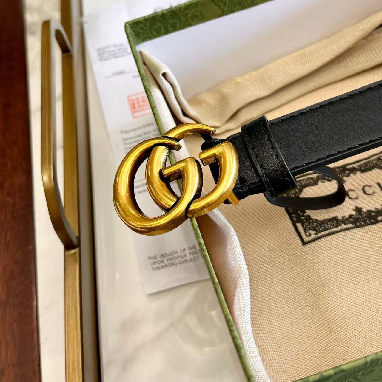 Women's Reversible Leather Belt — Gold Buckle, Width 3.0 cm