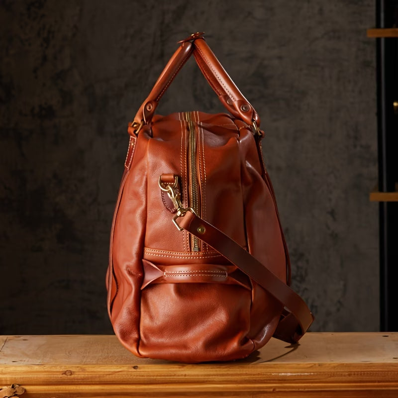 Large-capacity genuine leather travel bag (vintage cowhide)