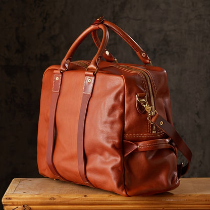 Large-capacity genuine leather travel bag (vintage cowhide)