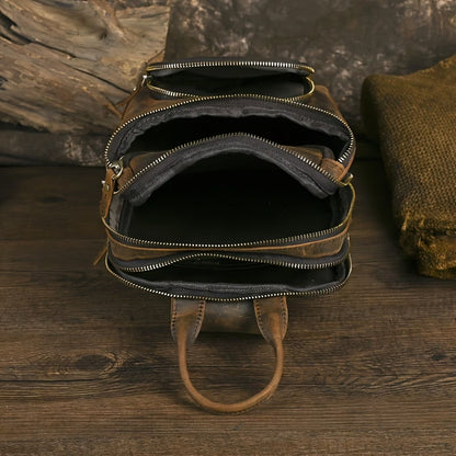 Genuine Top-Grain Cowhide Leather Chest Bag – Vintage Single-Shoulder Crossbody Bag