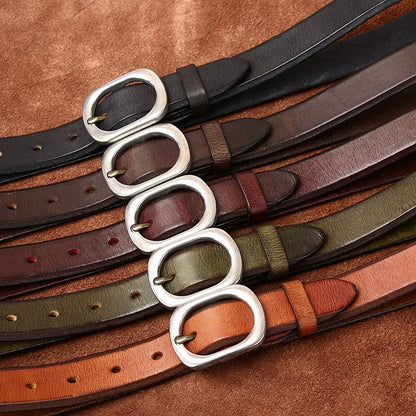 Women's 2.8cm Wide Vintage Extra-Thick Top-Grain Cowhide Belt