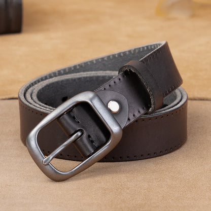 Genuine Leather Pin-Buckle Belt — Vintage Top-Grain Cowhide