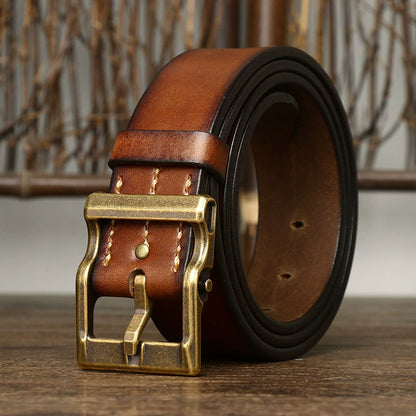 Thickened top-grain cowhide belt for men