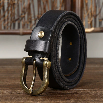 Genuine Cowhide Leather Fashionable, Retro-Style Casual Jeans