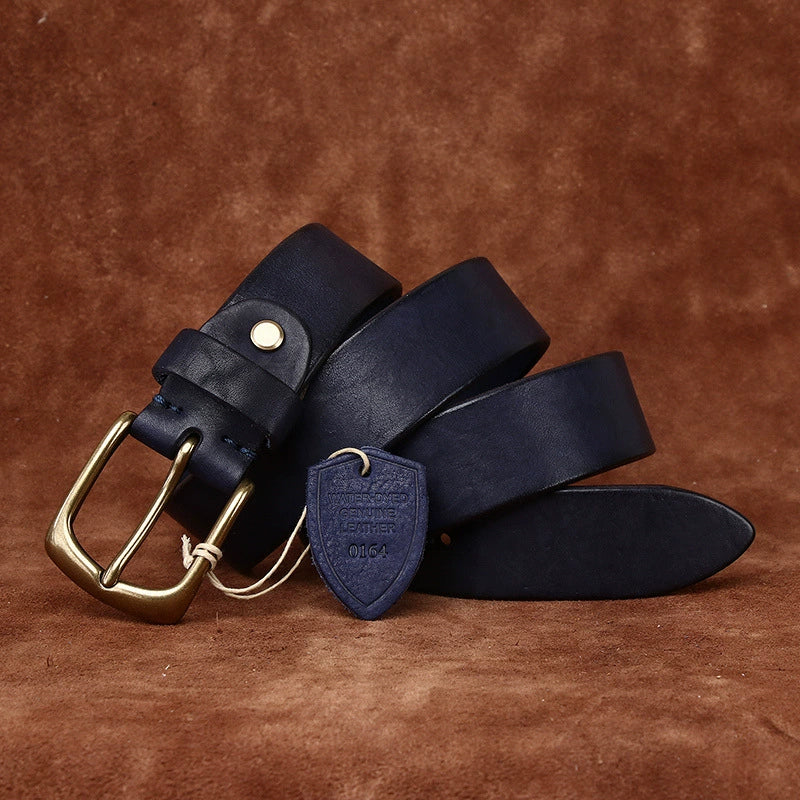 Top-Grain Cowhide Leather Belt for Casual Jeans