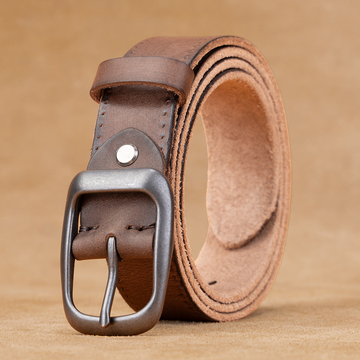 Genuine Leather Pin-Buckle Belt — Vintage Top-Grain Cowhide
