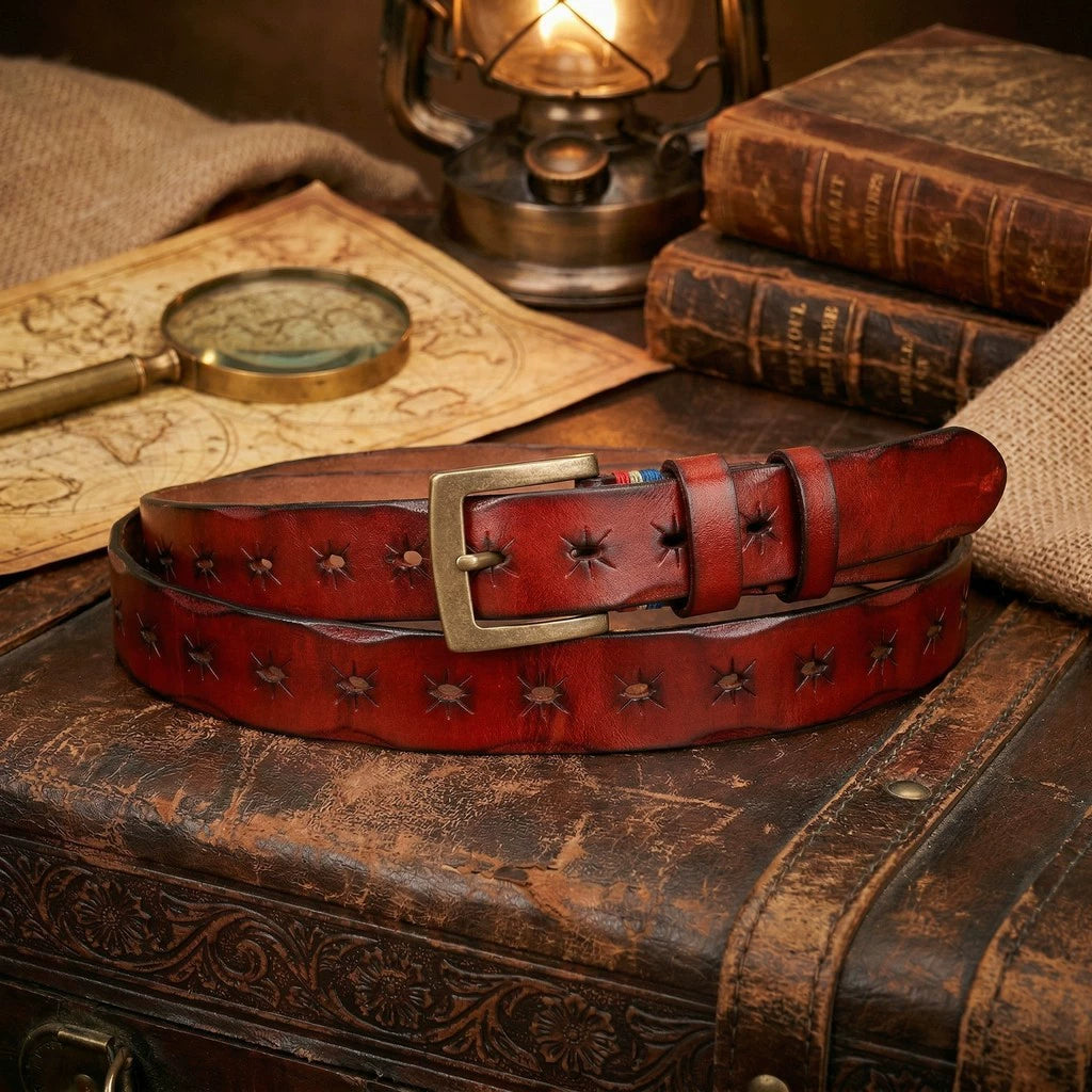 American-Style Men's Vintage Leather Belt