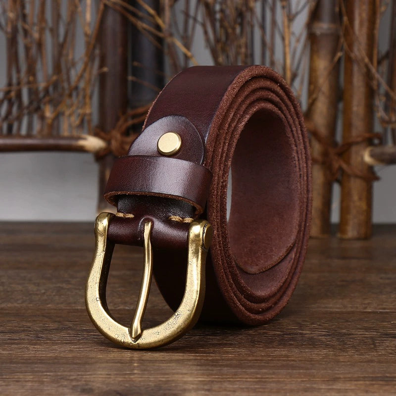 Genuine Leather Casual Belt — Classic Western-Style Dress Belt