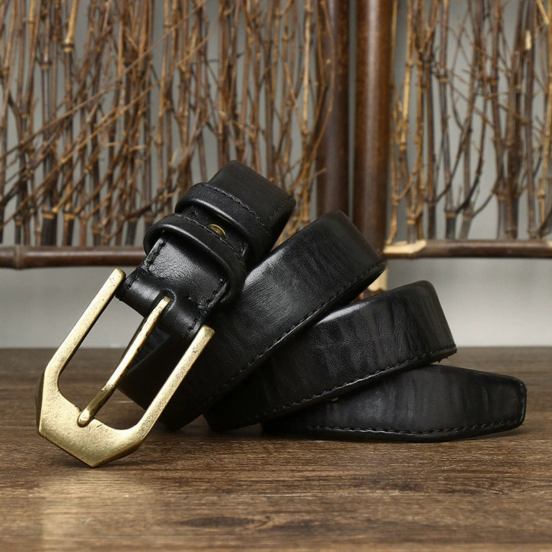 Genuine Leather Belt — Top-Grain Cowhide with Pin Buckle