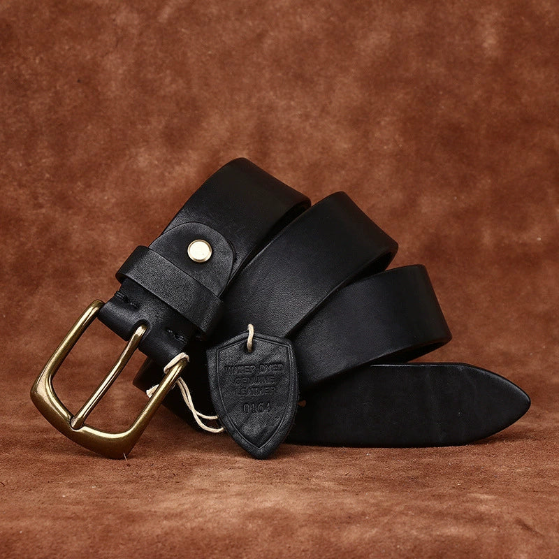 Top-Grain Cowhide Leather Belt for Casual Jeans