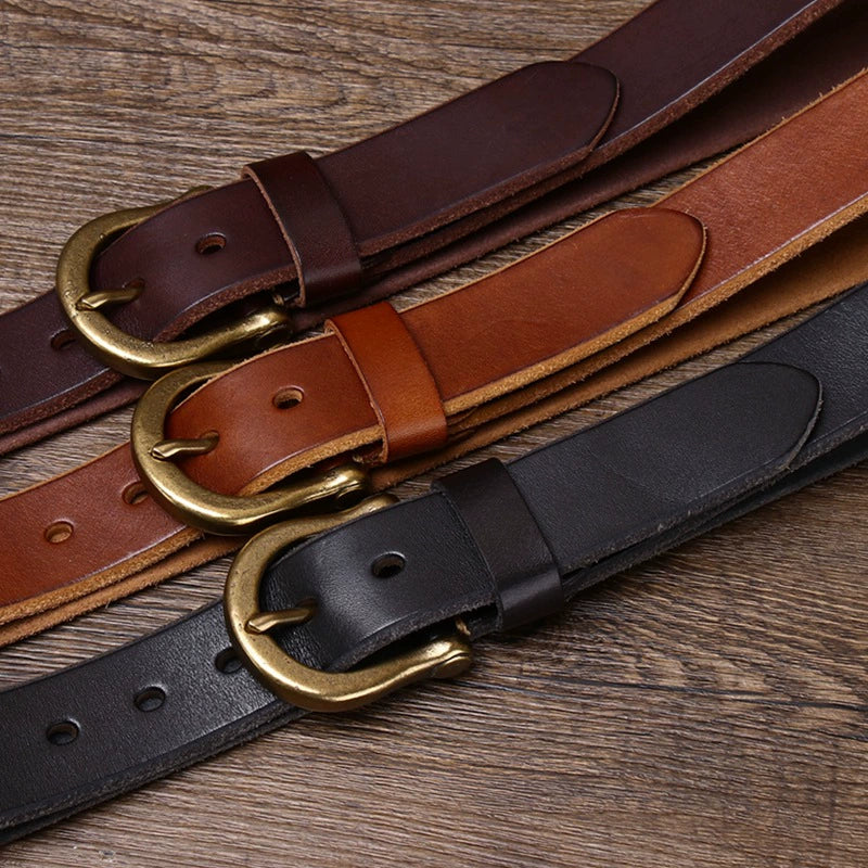 Genuine Leather Casual Belt — Classic Western-Style Dress Belt