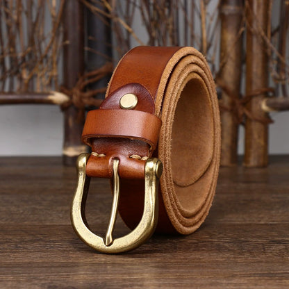 Genuine Leather Casual Belt — Classic Western-Style Dress Belt