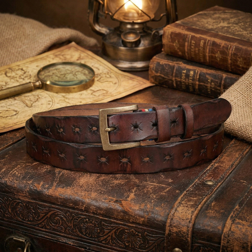 American-Style Men's Vintage Leather Belt