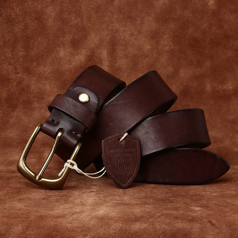 Top-Grain Cowhide Leather Belt for Casual Jeans