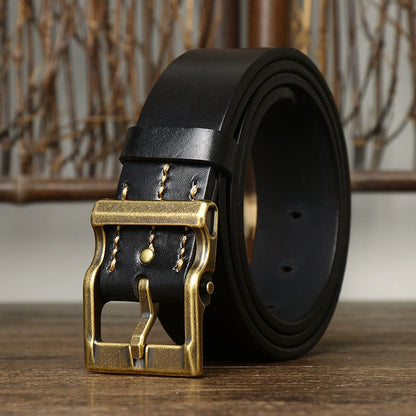 Thickened top-grain cowhide belt for men