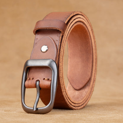 Genuine Leather Pin-Buckle Belt — Vintage Top-Grain Cowhide