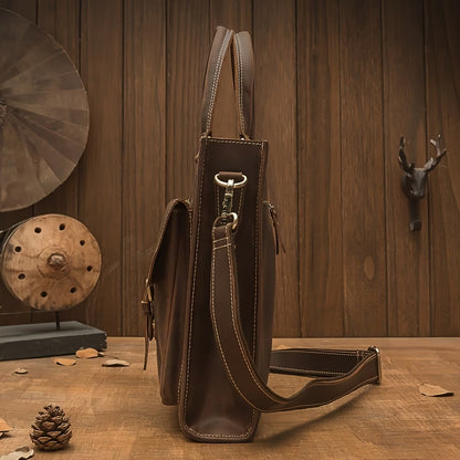 Genuine Leather Handbag / Briefcase – Top-Grain Vintage Cowhide – Shoulder Bag