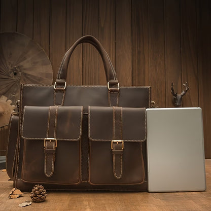 Genuine Leather Handbag / Briefcase – Top-Grain Vintage Cowhide – Shoulder Bag